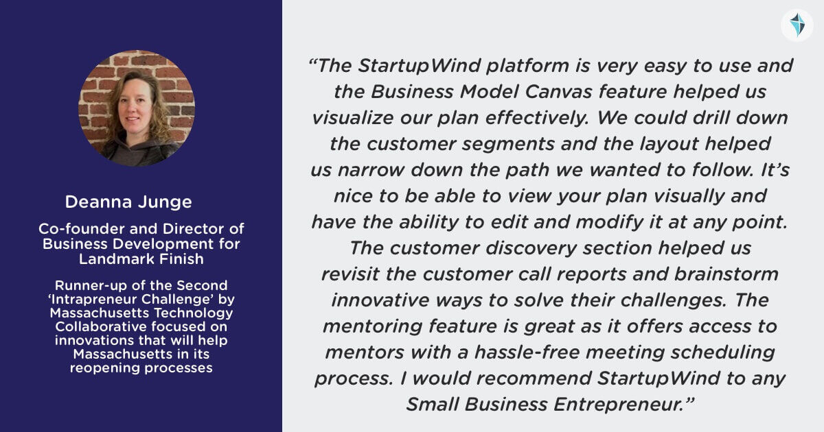 Deanne Junge on her experience of using the StartupWind Virtual Innovation Platform